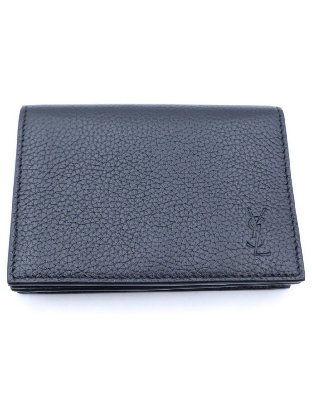 Saint Laurent Paris Cassandra Leather Business Card Case Black
